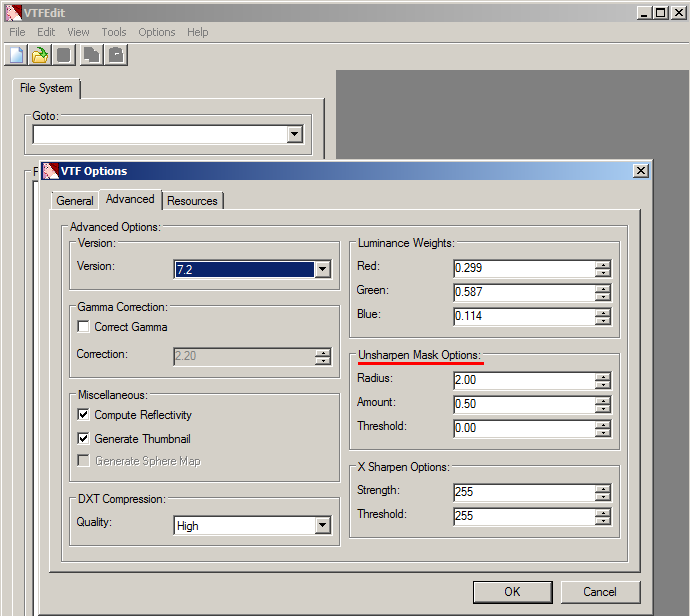 VTFEdit Advanced Options